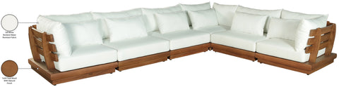 Zadie White 150 Off-White Water Resistant Fabric Upholstered Outdoor Patio Modular Sectional , 6-Piece (Style 1)
