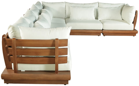 Zadie White 150 Off-White Water Resistant Fabric Upholstered Outdoor Patio Modular Sectional , 6-Piece (Style 1)