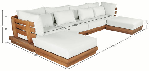 Zadie White 150 Off-White Water Resistant Fabric Upholstered Outdoor Patio Modular Sectional , 6-Piece (Style 2)
