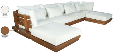 Zadie White 150 Off-White Water Resistant Fabric Upholstered Outdoor Patio Modular Sectional , 6-Piece (Style 2)