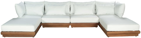 Zadie White 150 Off-White Water Resistant Fabric Upholstered Outdoor Patio Modular Sectional , 6-Piece (Style 2)