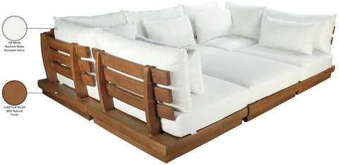 Zadie White 113 Off-White Water Resistant Fabric Upholstered Outdoor Patio Modular Sectional, 6-Piece