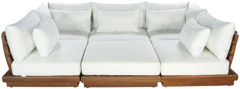 Zadie White 113 Off-White Water Resistant Fabric Upholstered Outdoor Patio Modular Sectional, 6-Piece