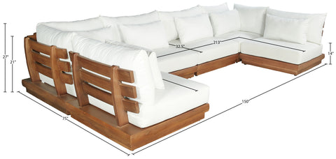 Zadie White 150 Off-White Water Resistant Fabric Upholstered Outdoor Patio Modular Sectional , 6-Piece (Style 3)