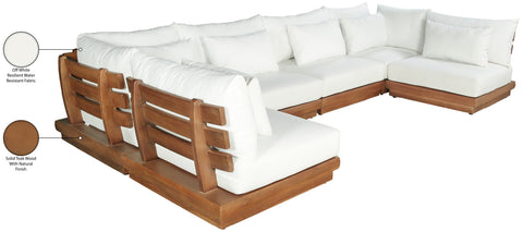 Zadie White 150 Off-White Water Resistant Fabric Upholstered Outdoor Patio Modular Sectional , 6-Piece (Style 3)