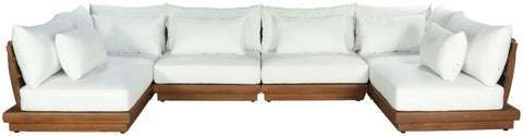 Zadie White 150 Off-White Water Resistant Fabric Upholstered Outdoor Patio Modular Sectional , 6-Piece (Style 3)