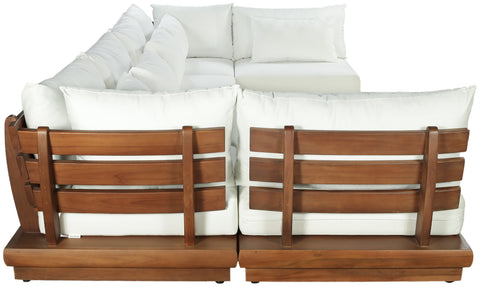 Zadie White 150 Off-White Water Resistant Fabric Upholstered Outdoor Patio Modular Sectional , 6-Piece (Style 3)