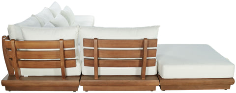Isolde 149" Off-White Water Resistant Fabric Upholstered Outdoor Patio Sectional, 6-Piece