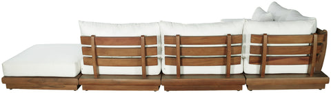 Isolde 149" Off-White Water Resistant Fabric Upholstered Outdoor Patio Sectional, 6-Piece