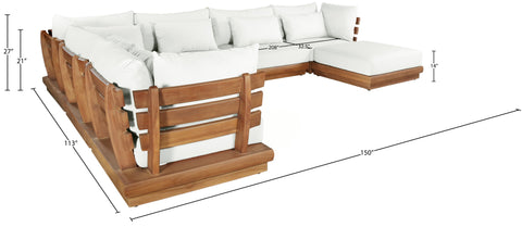 Zadie White 150 Off-White Water Resistant Fabric Upholstered Outdoor Patio Modular Sectional, 7-Piece