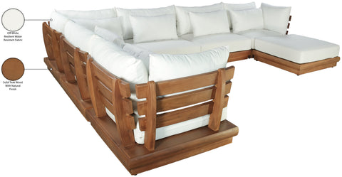Zadie White 150 Off-White Water Resistant Fabric Upholstered Outdoor Patio Modular Sectional, 7-Piece