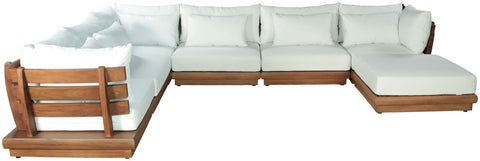 Zadie White 150 Off-White Water Resistant Fabric Upholstered Outdoor Patio Modular Sectional, 7-Piece