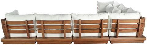 Zadie White 150 Off-White Water Resistant Fabric Upholstered Outdoor Patio Modular Sectional, 7-Piece