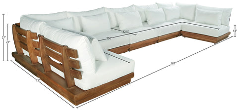 Zadie White 187 Off-White Water Resistant Fabric Upholstered Outdoor Patio Modular Sectional, 7-Piece