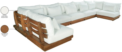 Zadie White 187 Off-White Water Resistant Fabric Upholstered Outdoor Patio Modular Sectional, 7-Piece