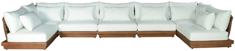 Zadie White 187 Off-White Water Resistant Fabric Upholstered Outdoor Patio Modular Sectional, 7-Piece