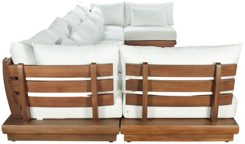 Zadie White 187 Off-White Water Resistant Fabric Upholstered Outdoor Patio Modular Sectional, 7-Piece