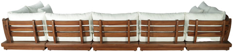 Zadie White 187 Off-White Water Resistant Fabric Upholstered Outdoor Patio Modular Sectional, 7-Piece