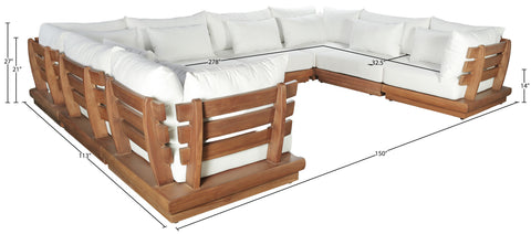 Zadie White 150 Off-White Water Resistant Fabric Upholstered Outdoor Patio Modular Sectional, 8-Piece
