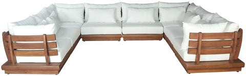 Zadie White 150 Off-White Water Resistant Fabric Upholstered Outdoor Patio Modular Sectional, 8-Piece