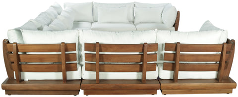 Zadie White 150 Off-White Water Resistant Fabric Upholstered Outdoor Patio Modular Sectional, 8-Piece