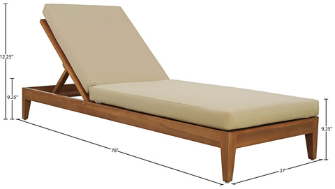 Zadie Tan Water Resistant Fabric Upholstered Outdoor Patio Chaise Lounge, 1 Piece