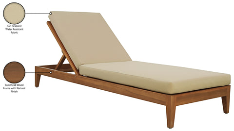 Zadie Tan Water Resistant Fabric Upholstered Outdoor Patio Chaise Lounge, 1 Piece