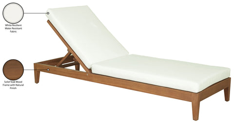 Zadie White Off-White Water Resistant Fabric Upholstered Outdoor Patio Chaise Lounge, 1 Piece