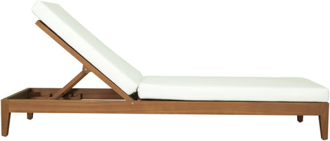 Zadie White Off-White Water Resistant Fabric Upholstered Outdoor Patio Chaise Lounge, 1 Piece