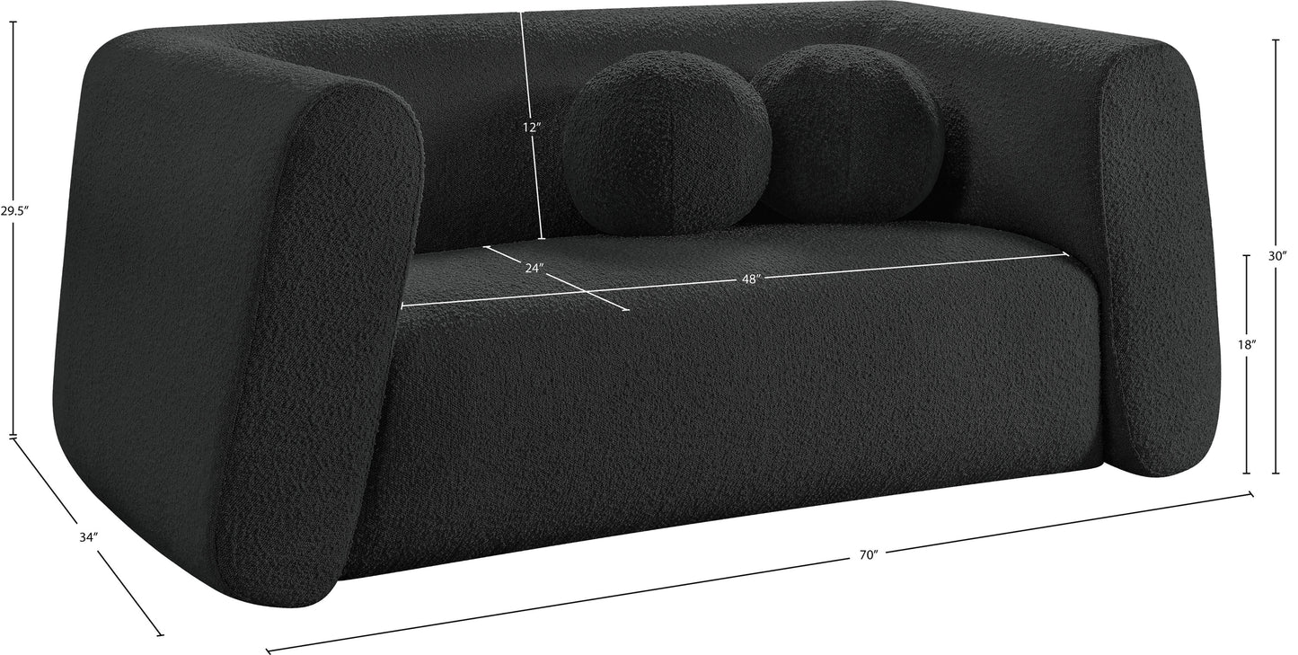 siena black boucle fabric loveseat l