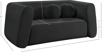 Siena Black Boucle Fabric Loveseat L