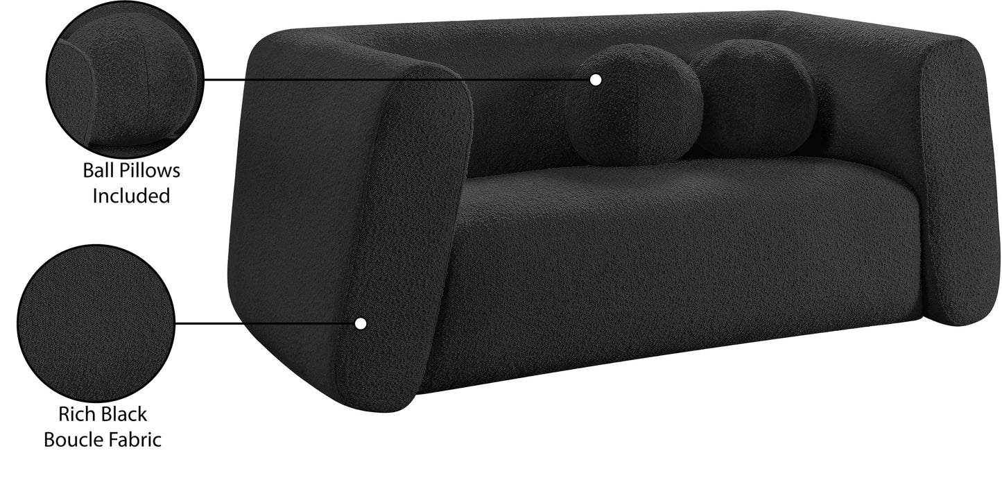 siena black boucle fabric loveseat l