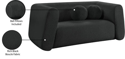 Siena Black Boucle Fabric Loveseat L