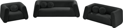 Siena Black Boucle Fabric Loveseat L