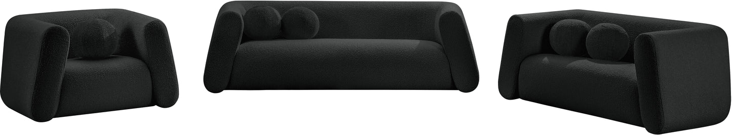 siena black boucle fabric loveseat l