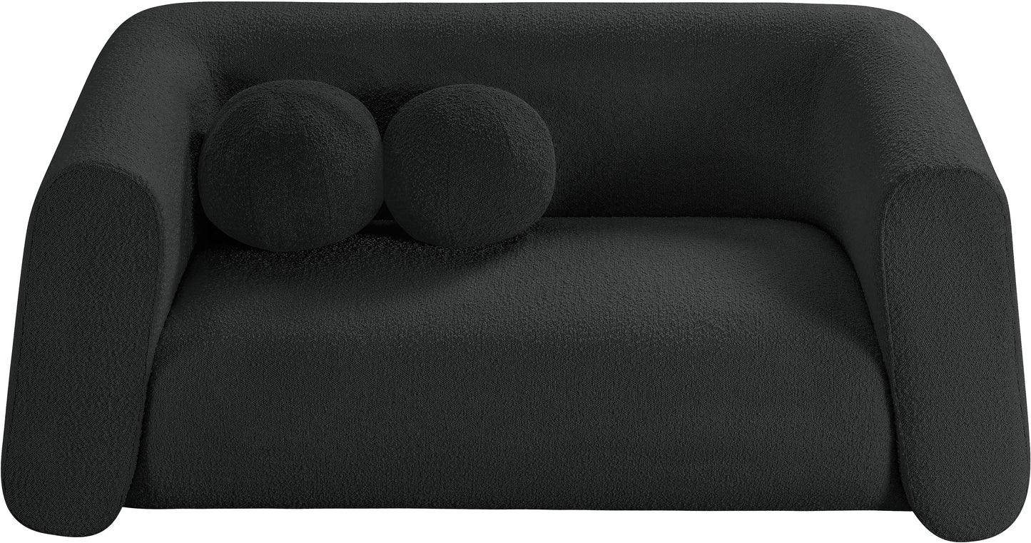 siena black boucle fabric loveseat l