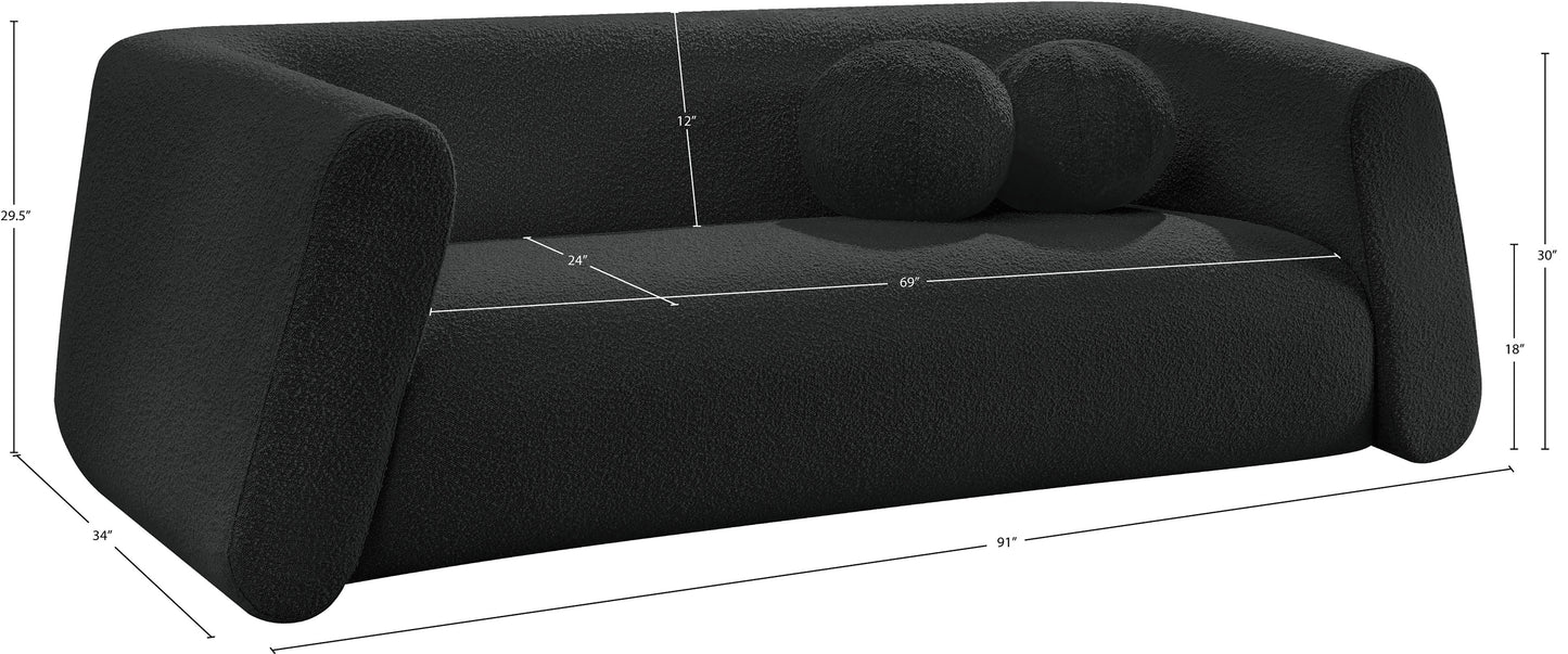 siena black boucle fabric sofa s