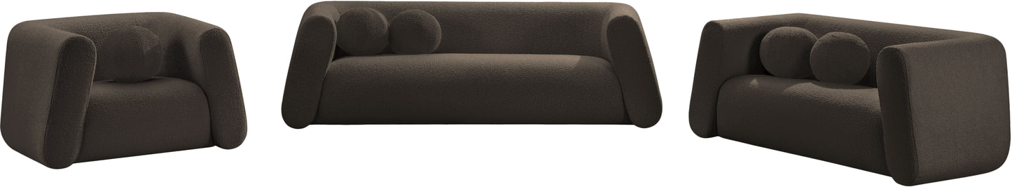 siena brown boucle fabric loveseat l