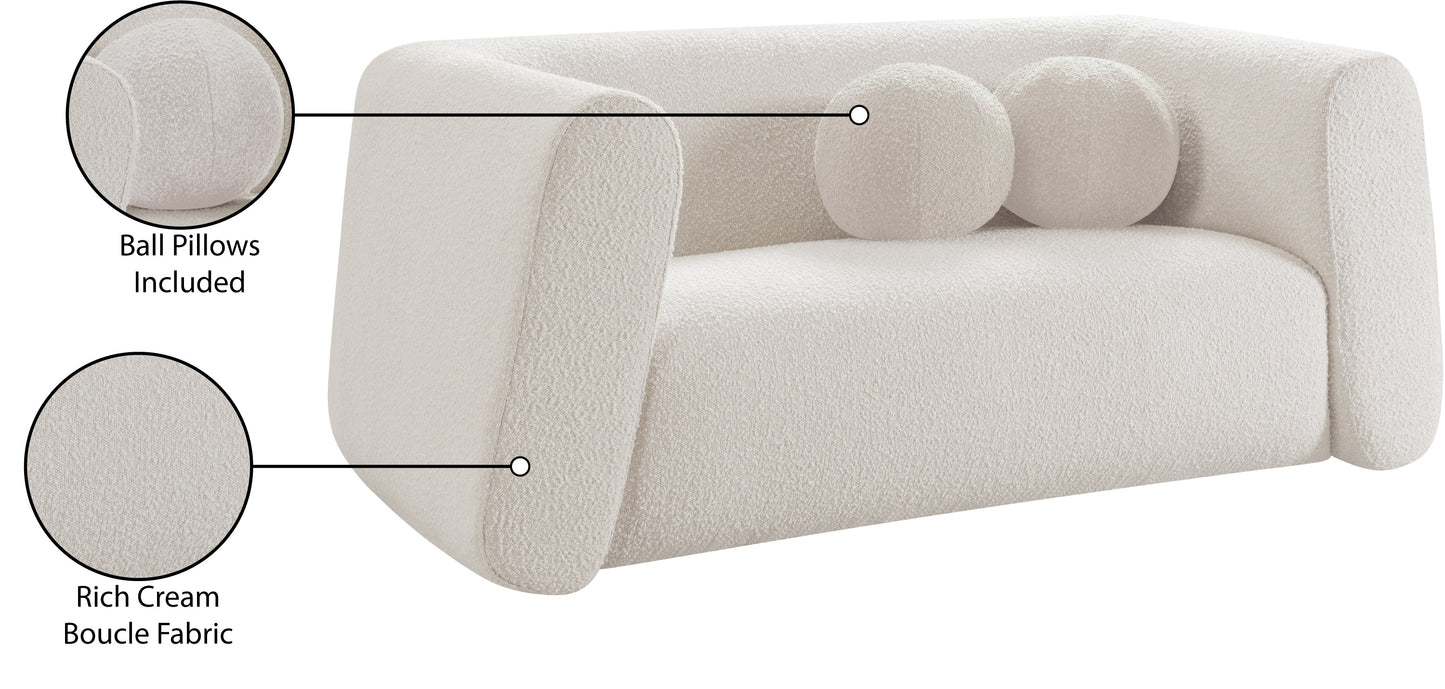 siena cream boucle fabric loveseat l