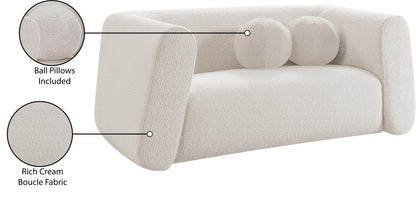 Siena Cream Boucle Fabric Loveseat L