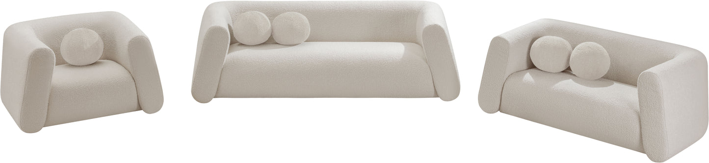 siena cream boucle fabric loveseat l