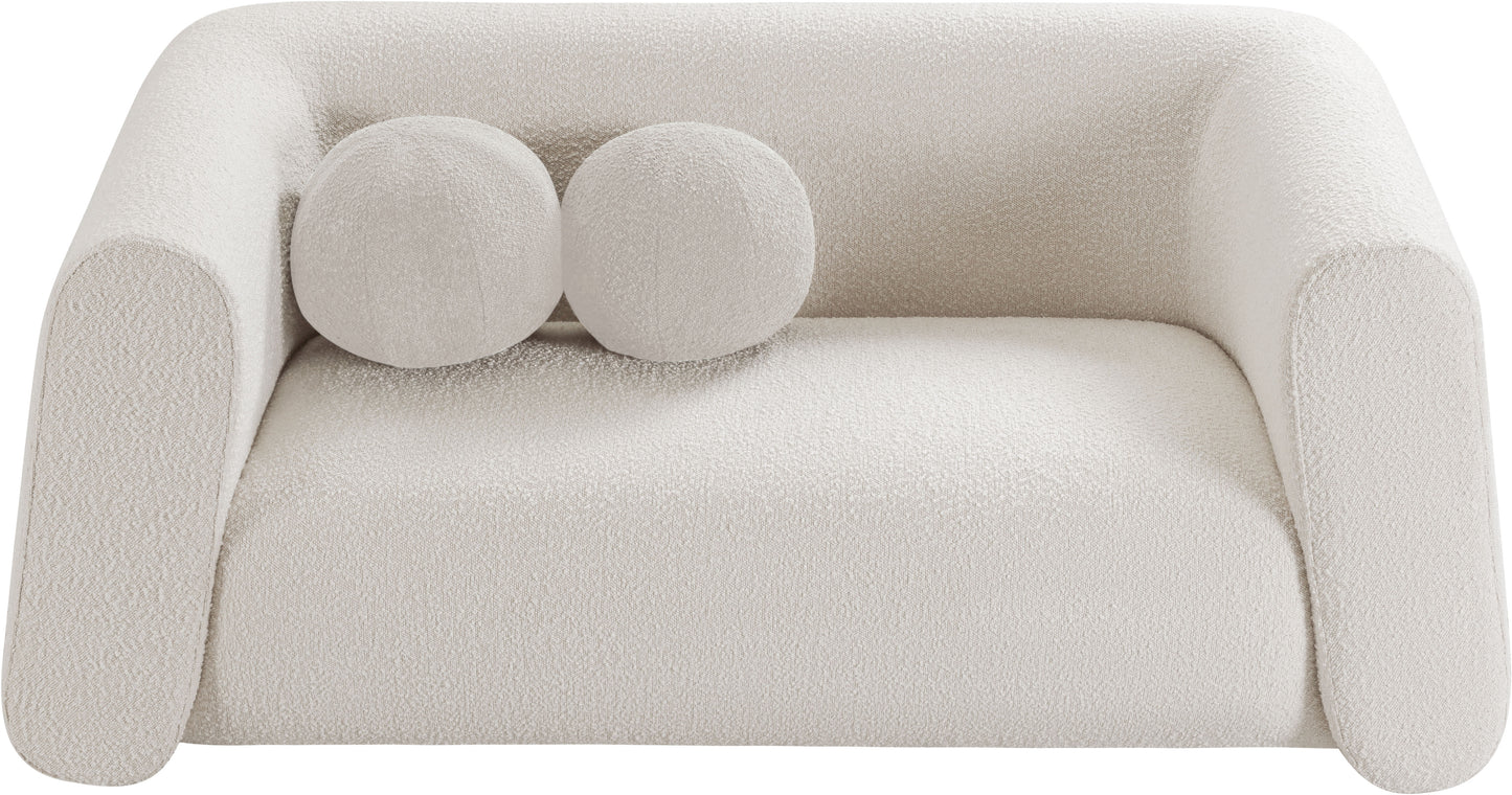 siena cream boucle fabric loveseat l