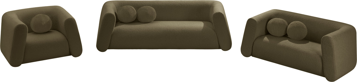 siena olive boucle fabric loveseat l