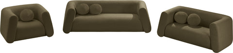 Siena Olive Boucle Fabric Loveseat L