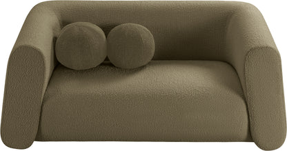 Siena Olive Boucle Fabric Loveseat L