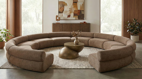 Harper 202" Chenille Fabric Upholstered Sectional, 10-Piece