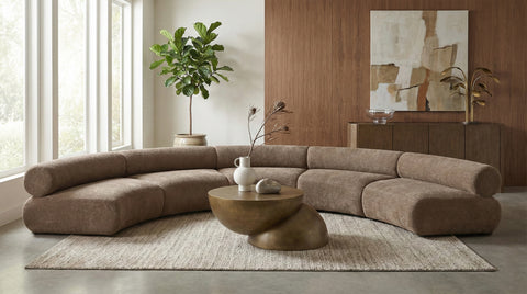 Harper 202" Chenille Fabric Upholstered Sectional, 5-Piece