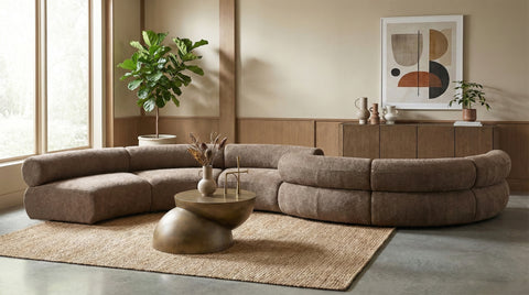 Harper 280" Chenille Fabric Upholstered Sectional, 6-Piece