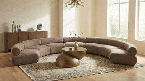 Harper 202" Chenille Fabric Upholstered Sectional, 7-Piece