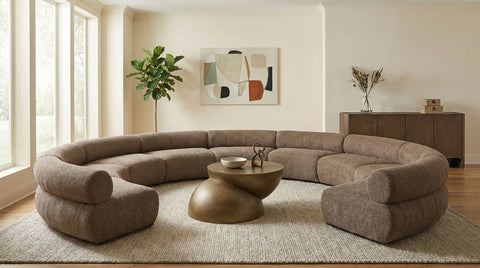 Harper 202" Chenille Fabric Upholstered Sectional, 9-Piece